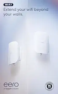 Amazon eero Outdoor 7 dual-band mesh wifi system (newest model) - Weatherproof rating of IP66, Coverage up to 30,000 sq. ft. outdoors, 2-pack, Includes two 30W PoE+ adapters