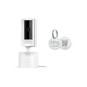 Ring Pan-Tilt Indoor Cam, White with Ring Pet Tag