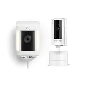 Ring Pan-Tilt Indoor Cam, White with Ring Spotlight Cam Plus Plug-In, White