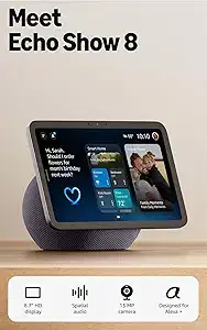 Amazon Echo Show 8 (newest model), Vibrant HD 8.7" display with spatial audio, Designed for Alexa+, Graphite