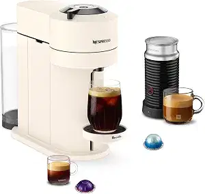 Nespresso Vertuo Next Coffee Machine with Milk Frother, Creamy White