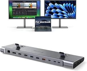 TobenONE 16-in-2 MacBook Docking Station Stand, 100W GaN, Dual 4K@60Hz