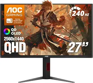 AOC 27" Gaming Monitor QHD 240Hz QD OLED NVIDIA G-SYNC Compatible Q27GAZDV