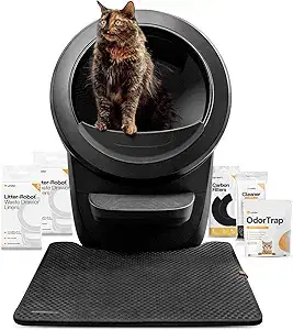 Litter-Robot 4 Accessory Bundle by Whisker, Black - Automatic Self-Cleaning Cat Litter Box, Includes Litter-Robot 4, Mat, 3 OdorTrap Packs, 10 Liners, 30 Wipes, & 2 Carbon Filters