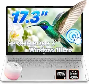 HP OmniBook 3 17.3'' Touchscreen Laptop, Ryzen 5, 16GB DDR5 1TB, Backlit KB