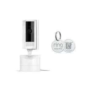 Ring Pan-Tilt Indoor Cam, White with Ring Pet Tag
