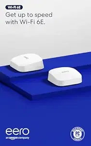Amazon eero Pro 6E mesh wifi system - Supports internet plans up to 2.5 Gbps, Coverage up to 4,000 sq. ft., Connect 100+ devices, 2-pack