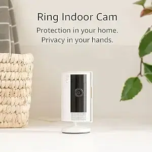 Like-New Ring Indoor Cam, Home or business security in 1080p HD video, White
