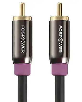 FosPower 10FT RCA Subwoofer Audio Cable S/PDIF 24K Gold Plated Male to Male