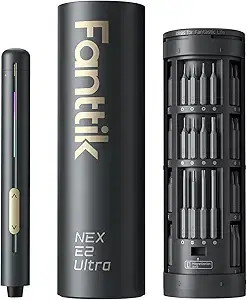 Fanttik E2 Ultra Mini Electric Screwdriver, Cordless Screwdriver, Max 0.6N.m, 50 Magnetic Bits, 5/32'' Hex, Magnetic Storage, Repair Tool for Electronics, Camera, Laptop, and PC Build (Grey)