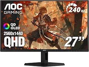 AOC 27" Gaming Monitor QHD 240Hz QD OLED NVIDIA G-SYNC Compatible Q27GAZD