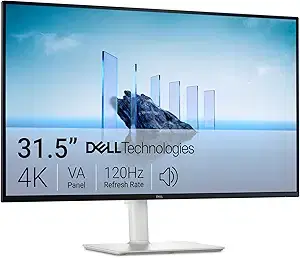 Dell 32 Plus 4K Monitor - S3225QS - 31.5-inch 4K (3840 x 2160) up to 120Hz 16:9 Display, VA Panel, AMD FreeSync Premium, 99% sRGB, 95% DCI-P3, 1500:1 Contrast Ratio, Comfortview - Ash White