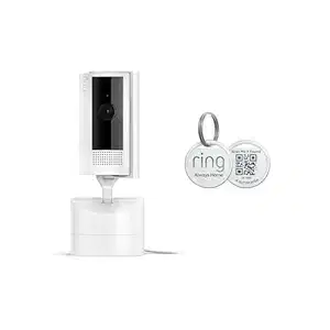 Ring Pan-Tilt Indoor Cam, White with Ring Pet Tag