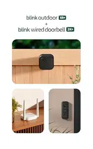 Blink Outdoor XR+ and Wired Doorbell 2K+ — Extended range wireless Outdoor 4 camera and 2K hardwired doorbell. Sync Module XR+ included — 2 camera system + doorbell
