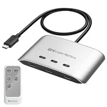 Cable Matters 20Gbps USB-C 3-in-1 Switch, 8K/4K, 140W PD