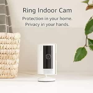 Like-New Ring Indoor Cam, Home or business security in 1080p HD video, White