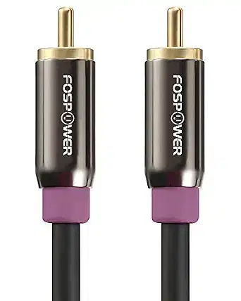 FosPower 10FT RCA Subwoofer Audio Cable S/PDIF 24K Gold Plated Male to Male