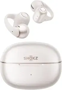SHOKZ OpenDots 2 Open-Ear Clip-On Earbuds, White, Dolby Audio, 3 Mics