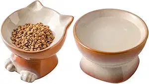 Nihow Elevated Pet Bowls, 6.2" Ceramic (2PC)
