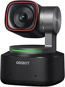 OBSBOT Tiny 1080P PTZ Webcam with AI Tracking, Auto Framing, Noise Reduction, and Gesture Control