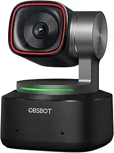 OBSBOT Tiny 1080P PTZ Webcam with AI Tracking, Auto Framing, Noise Reduction, and Gesture Control