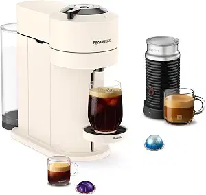 Nespresso Vertuo Next Coffee Machine with Milk Frother, Creamy White