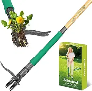Weed Puller Tool 43.7" Stand Up, 4-Claw Dandelion Remover